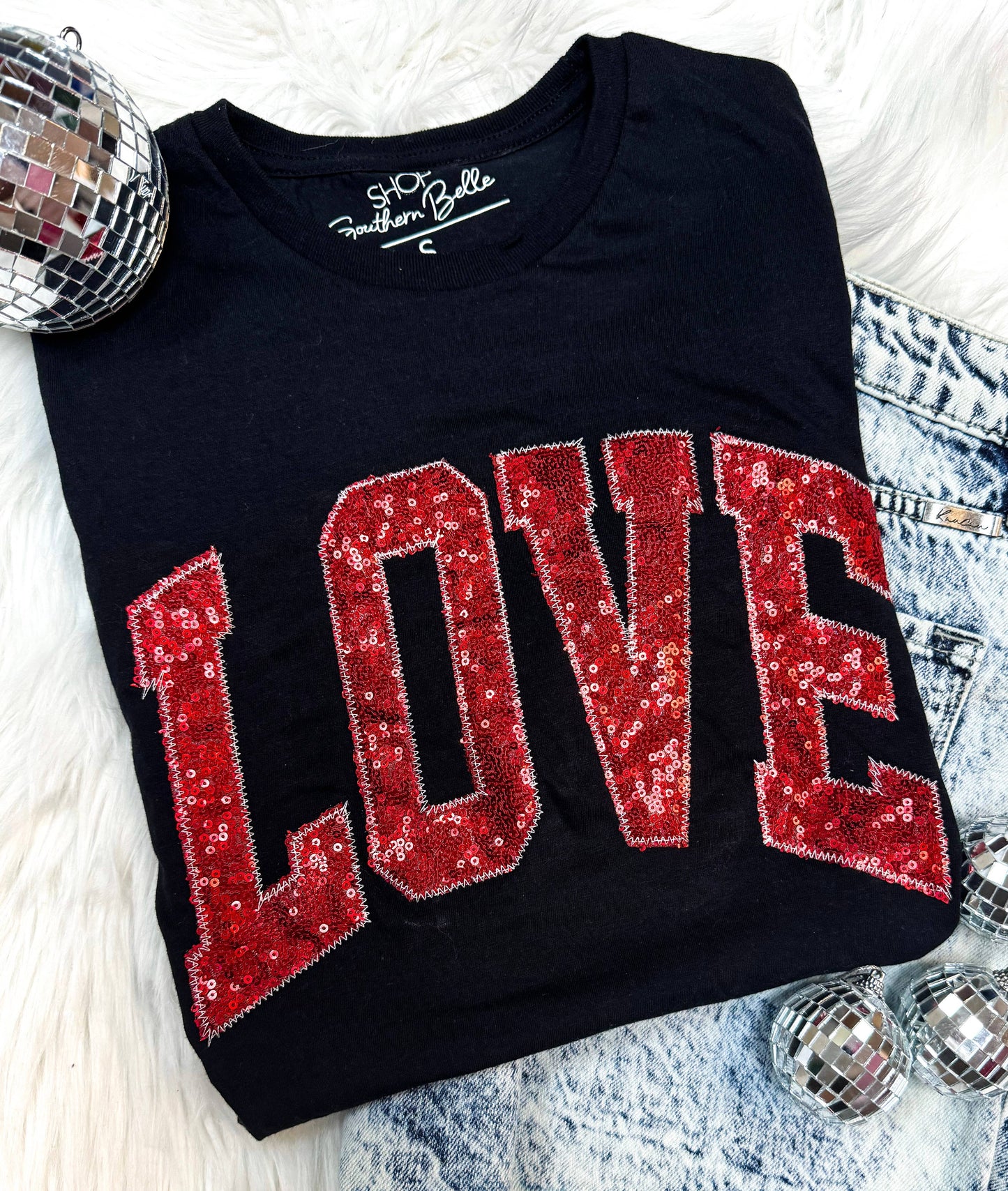 Love Real Sequins Valentine Sweatshirt