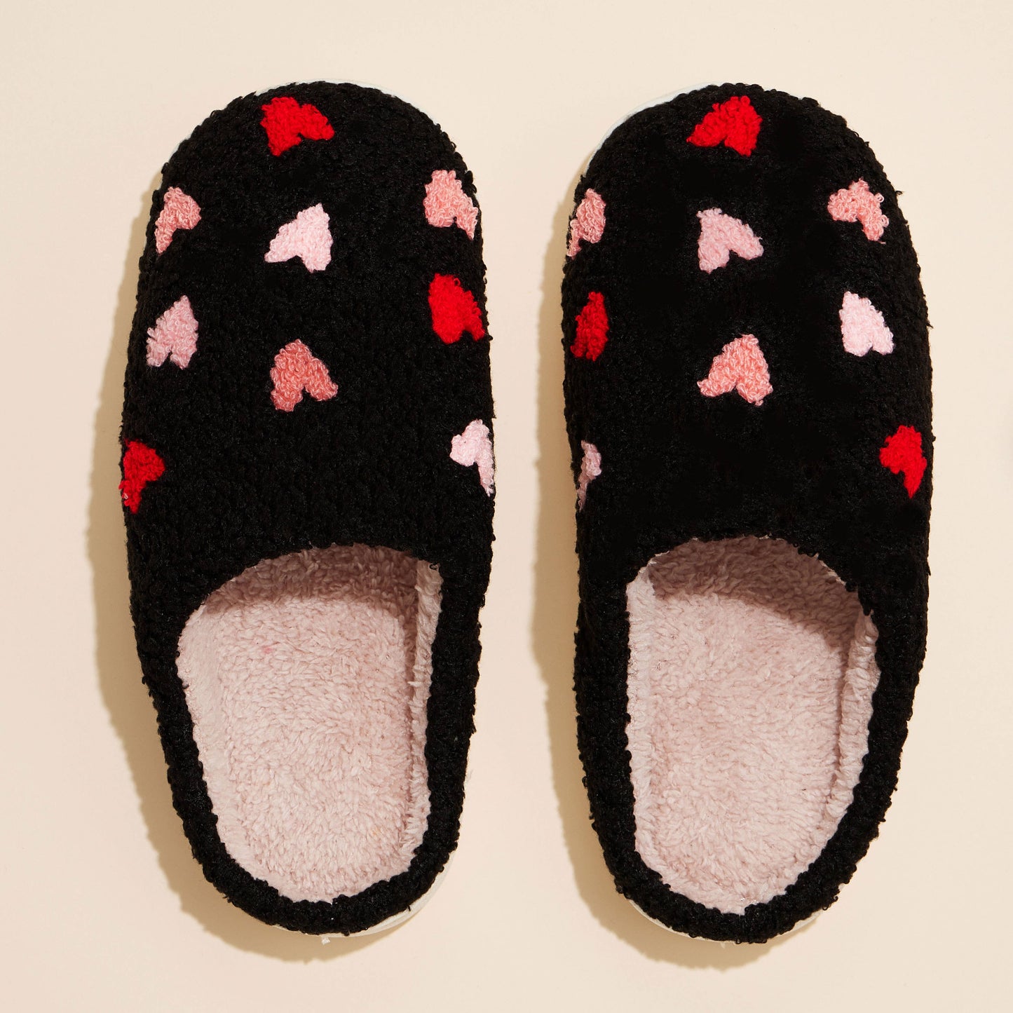 Multi Hearts Home Slippers: Black-Pink / Small / 4DL98003