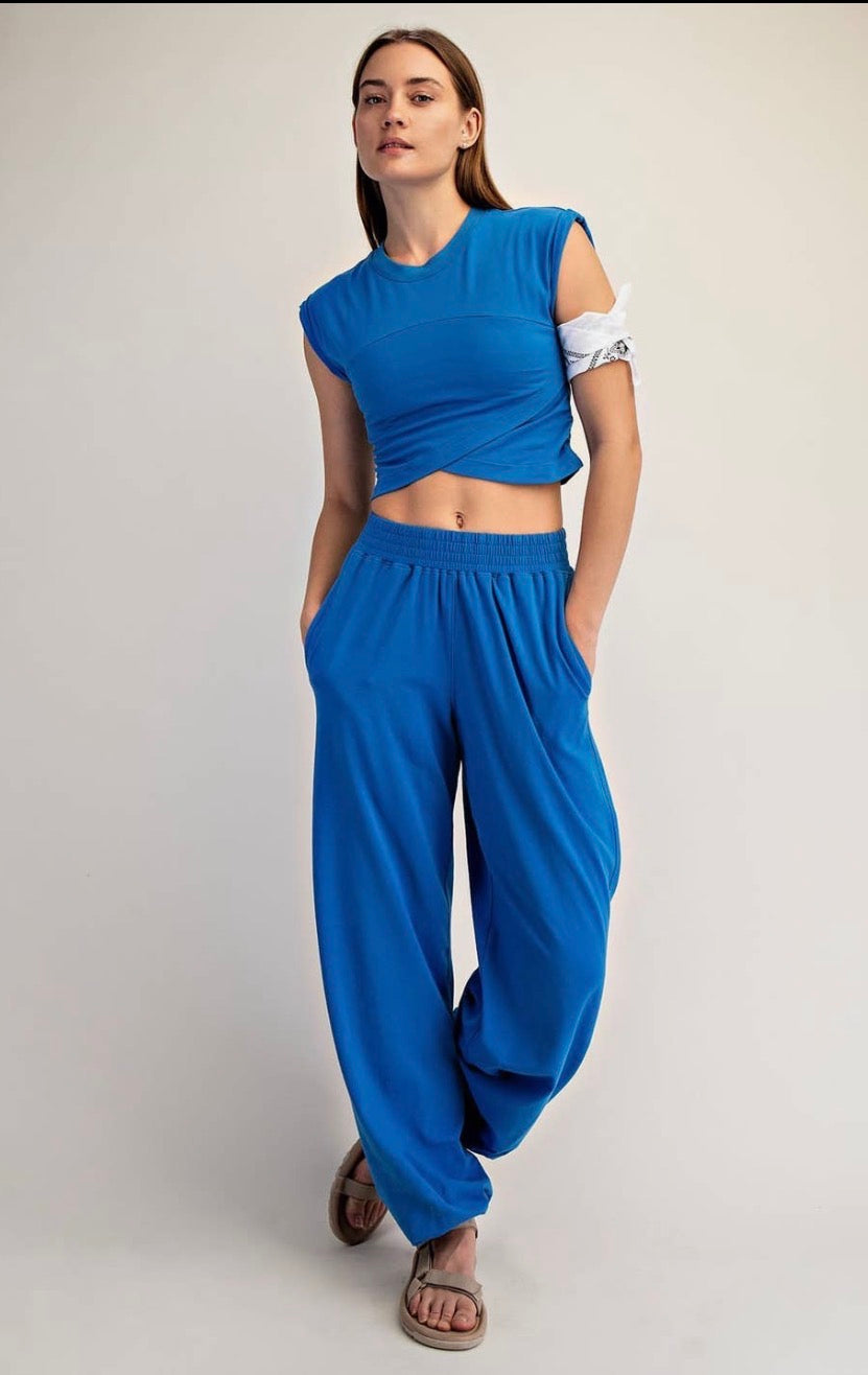 Women 2 Piece Outfit Set Loungewear Cropped Tops and Jogger Sweatpant Matching Set Coordinated Sweatsuit with Pockets
