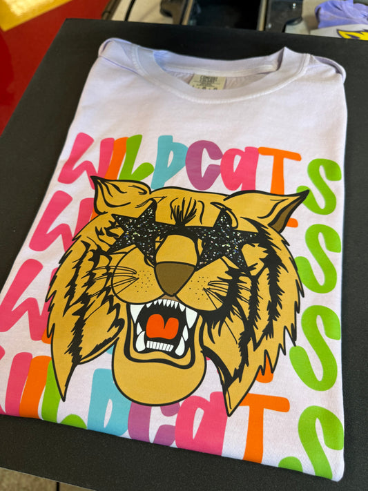 Villa Rica Wildcats Colorful Mascot Stacked Tee