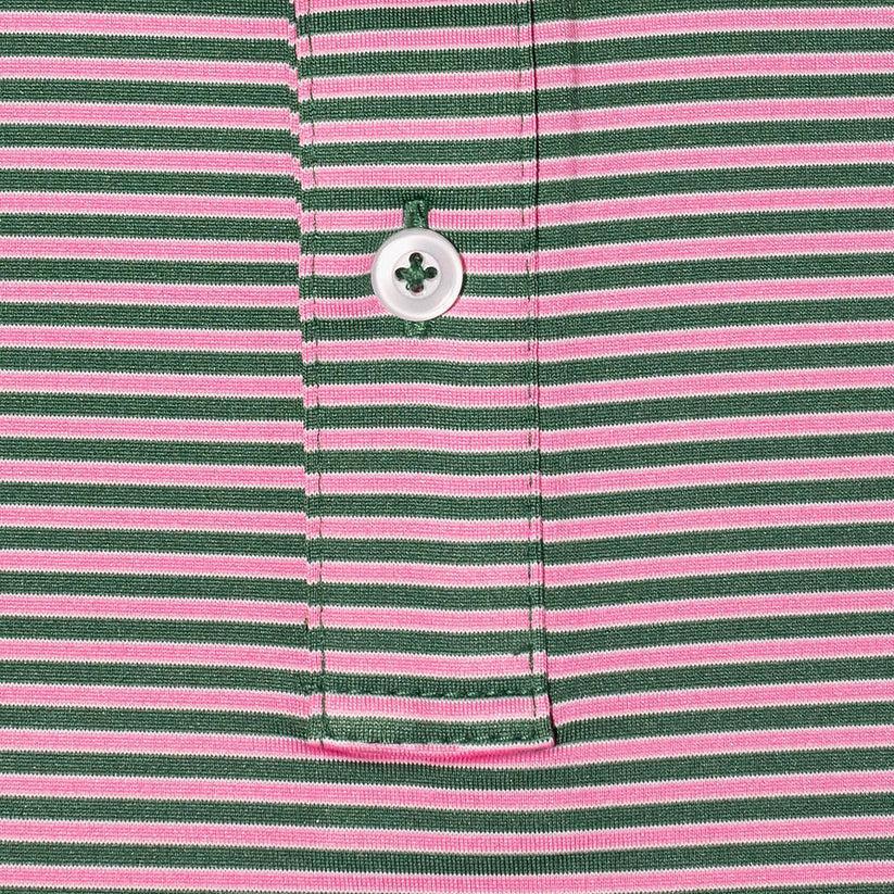 University Stripe Performance Polo- Green Pink White