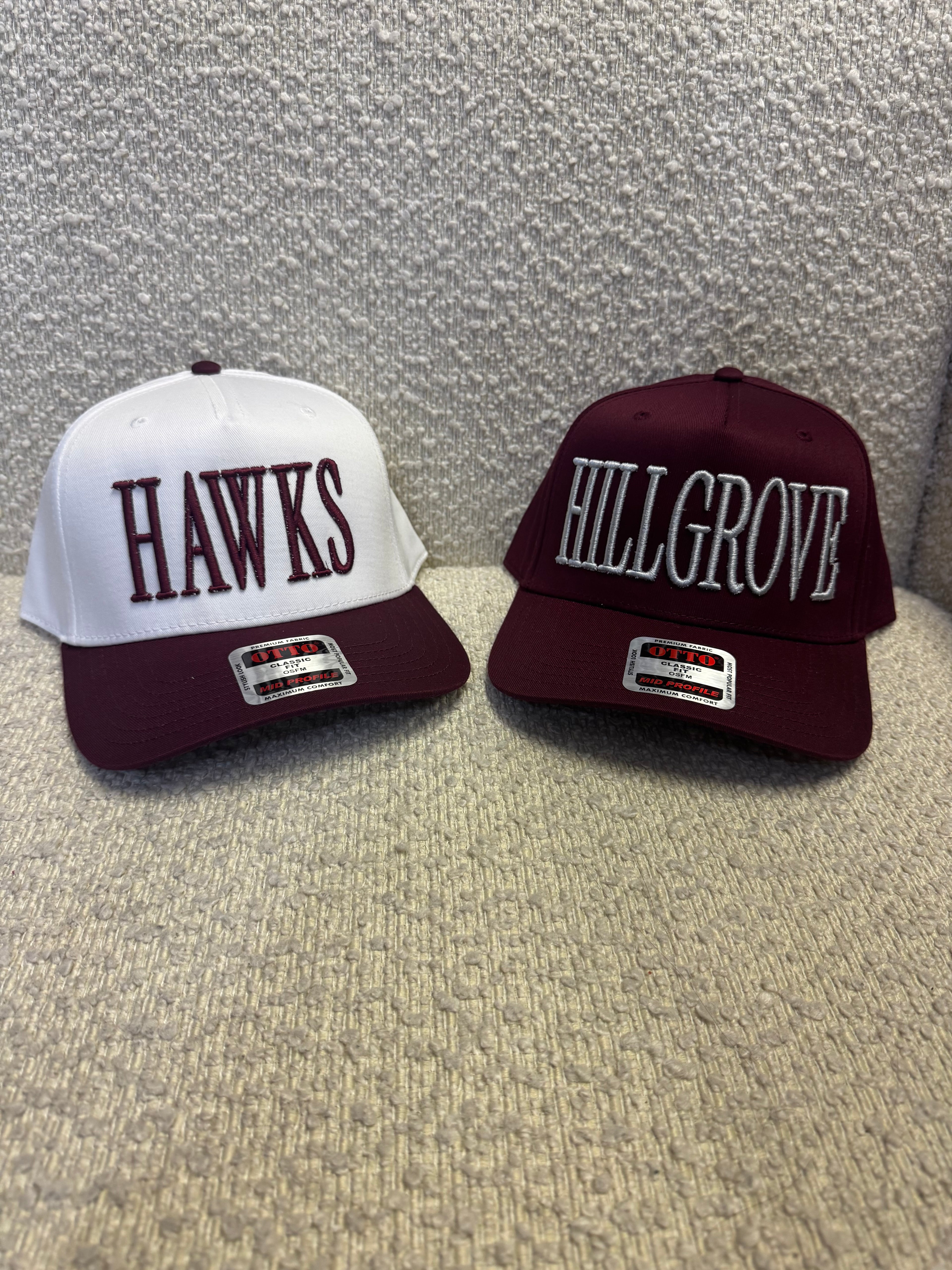 HAWKS WHITE/ MAROON 3D RAISED EMBROIDERY OTTO HAT