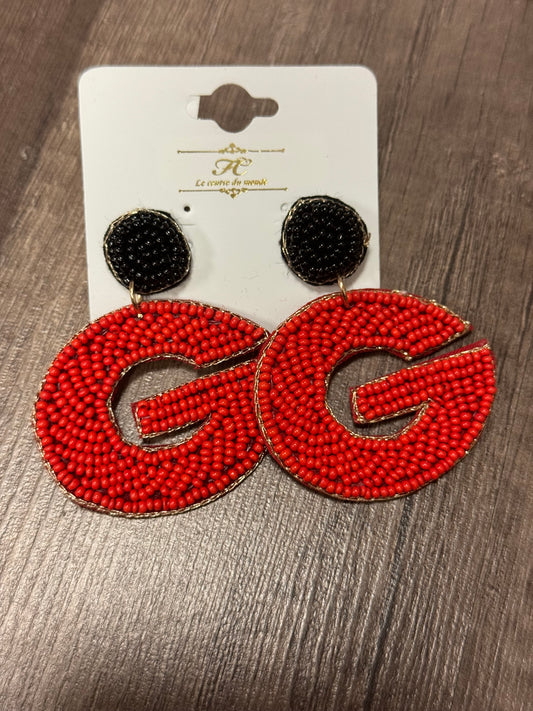 Red Georgia G Beaded Earring