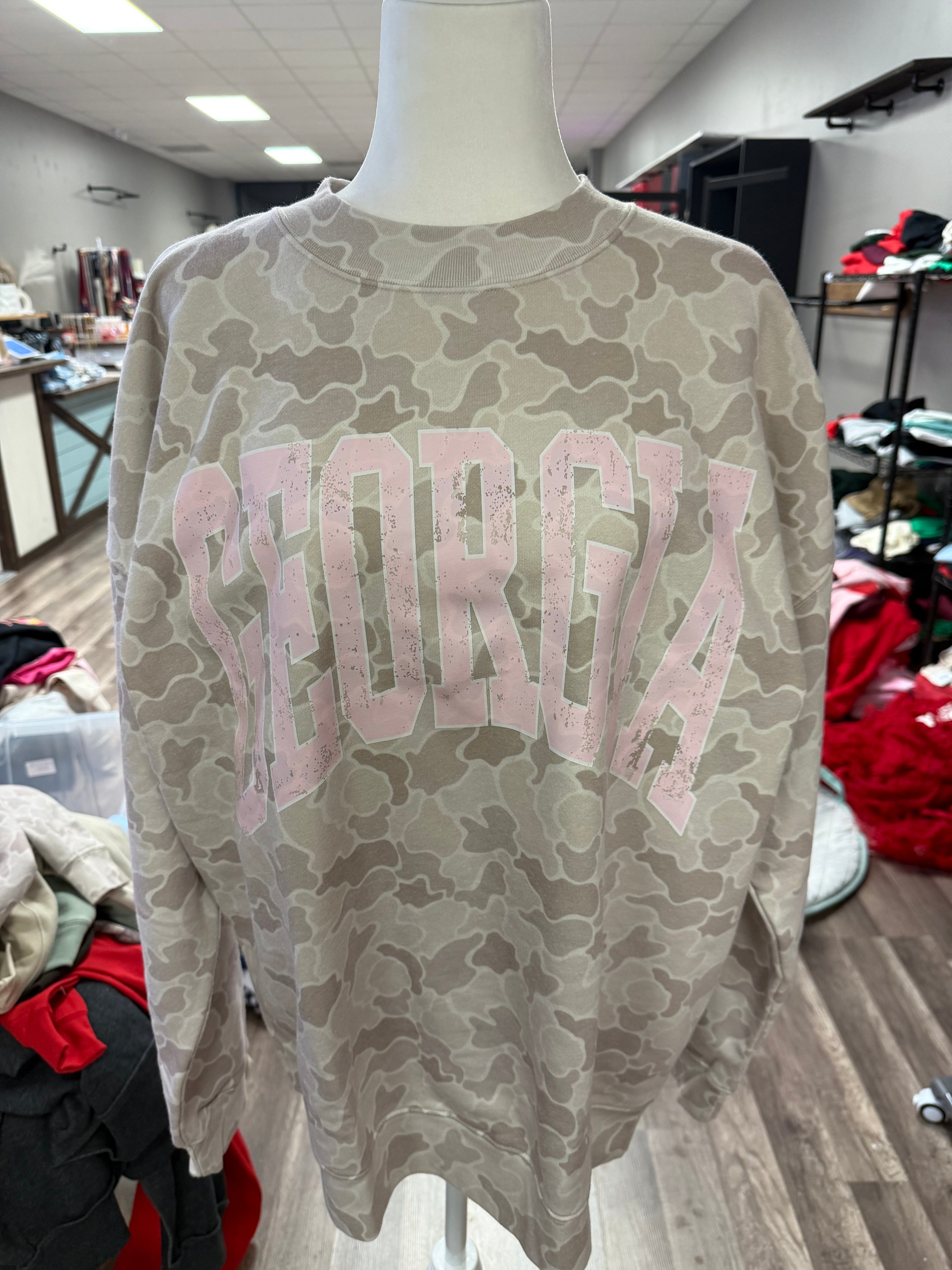 Light Pink Georgia Varsity Duck Camo Sweatshirt