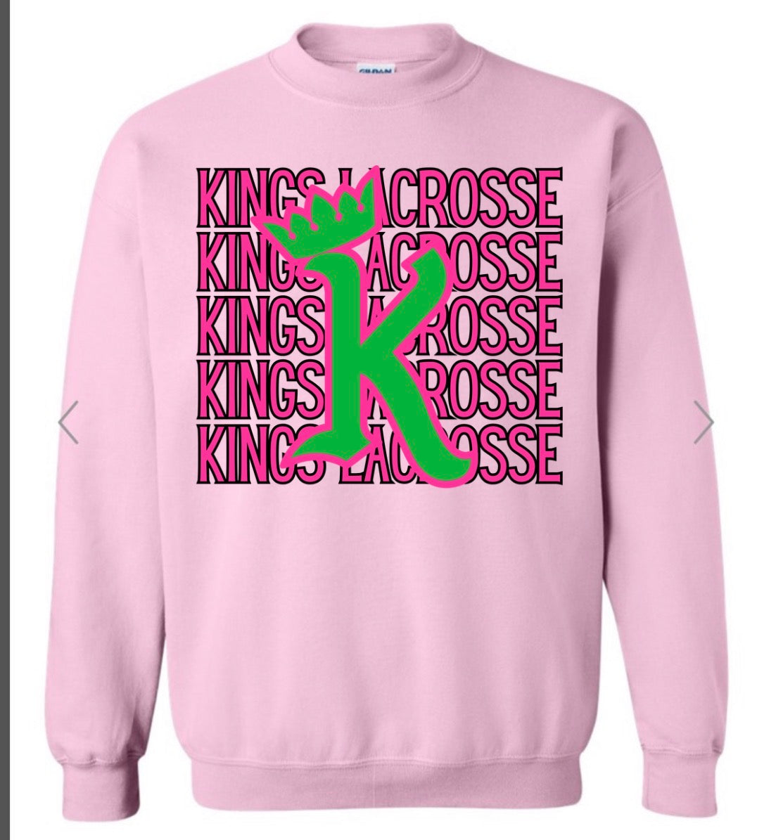 Kings Lacrosse Stacked Pink Gildan Sweatshirt