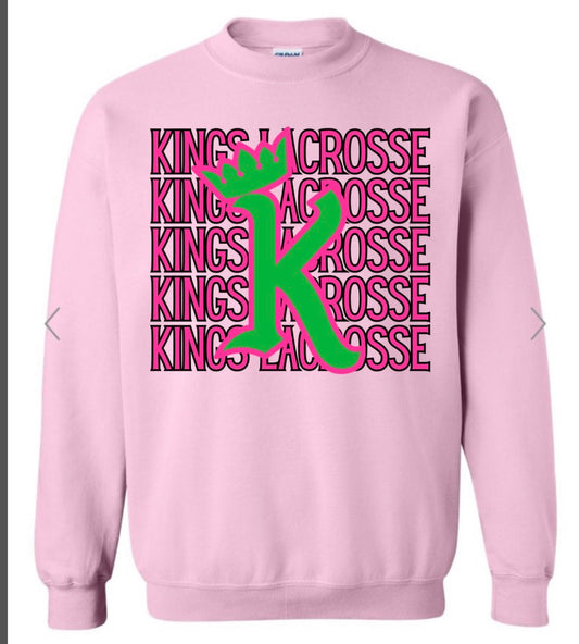 Kings Lacrosse Stacked Pink Gildan Sweatshirt