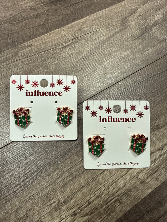 Christmas Present Studs with pearl detail