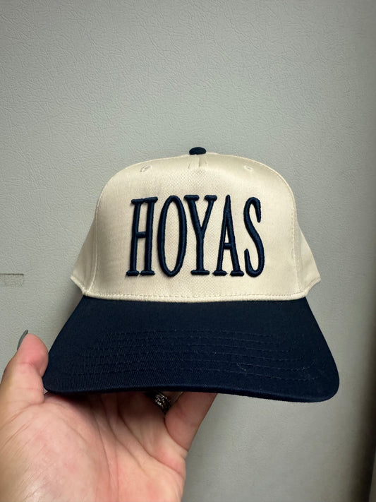 HOYAS CREAM/ NAVY 3D RAISED EMBROIDERY OTTO HAT