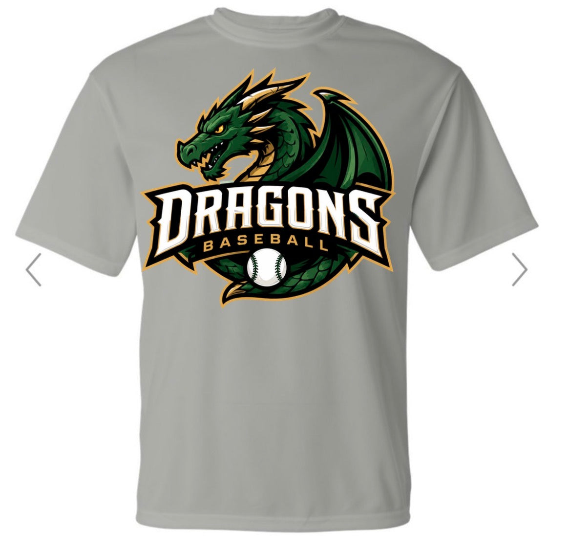 Dragons baseball on grey dry fit tee