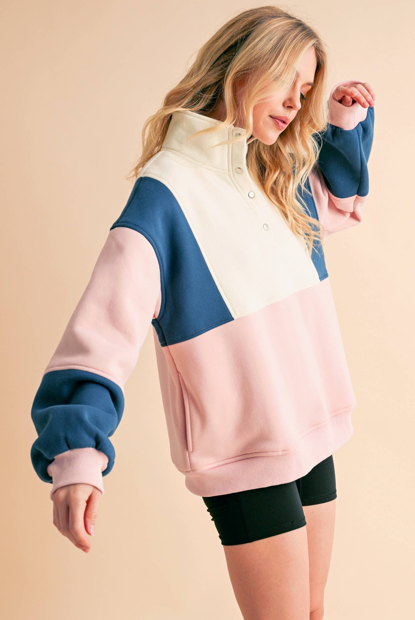 Glo Colorblock Pullover Pink/Navy