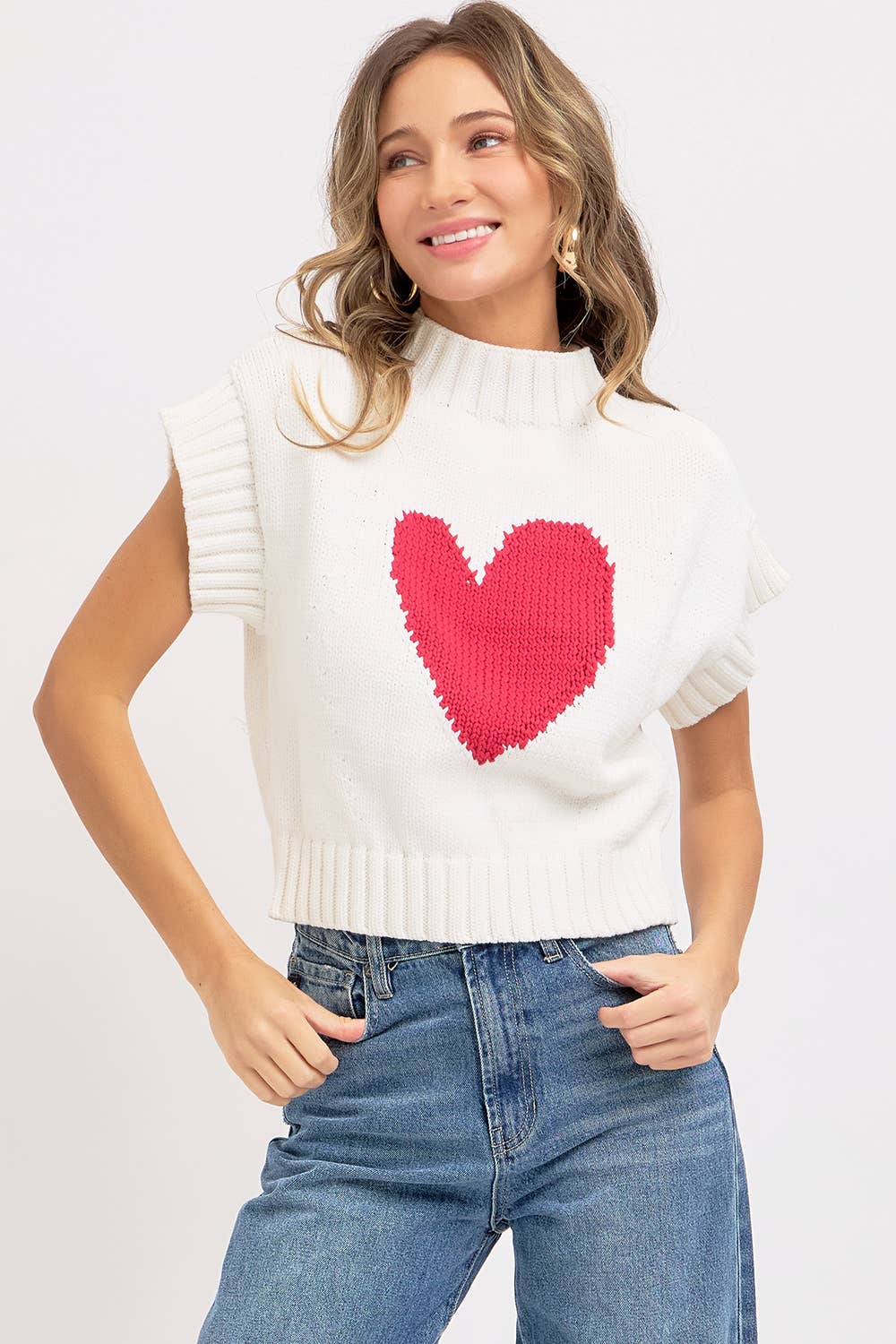 HEART SWEATER SLEEVELESS VALENTINE IVORY