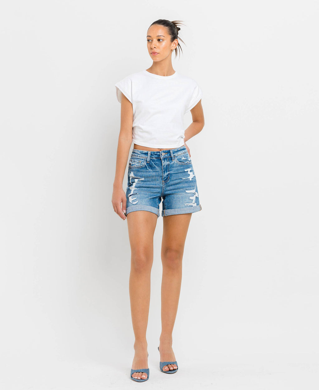 HIGH RISE DOUBLE CUFF SHORTS T5441