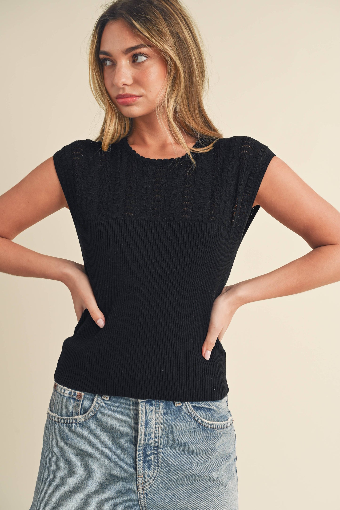 Taria High Neck Tank: Natural