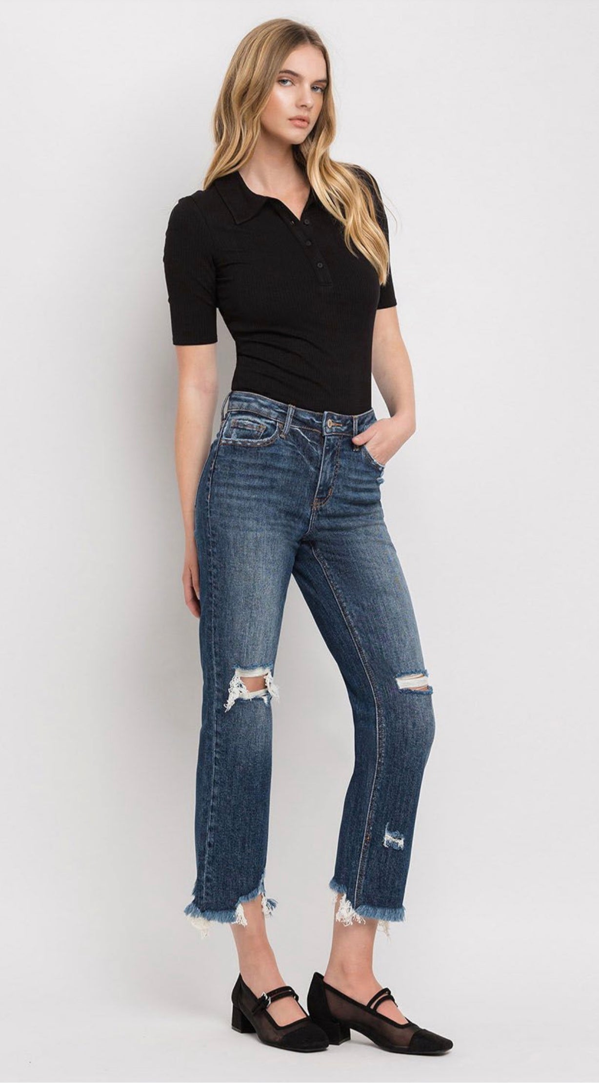 LOVERVET HIGH RISE CROP STRAIGHT JEANS