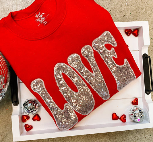 Valentine Love Embroidered Champagne Sweatshirt