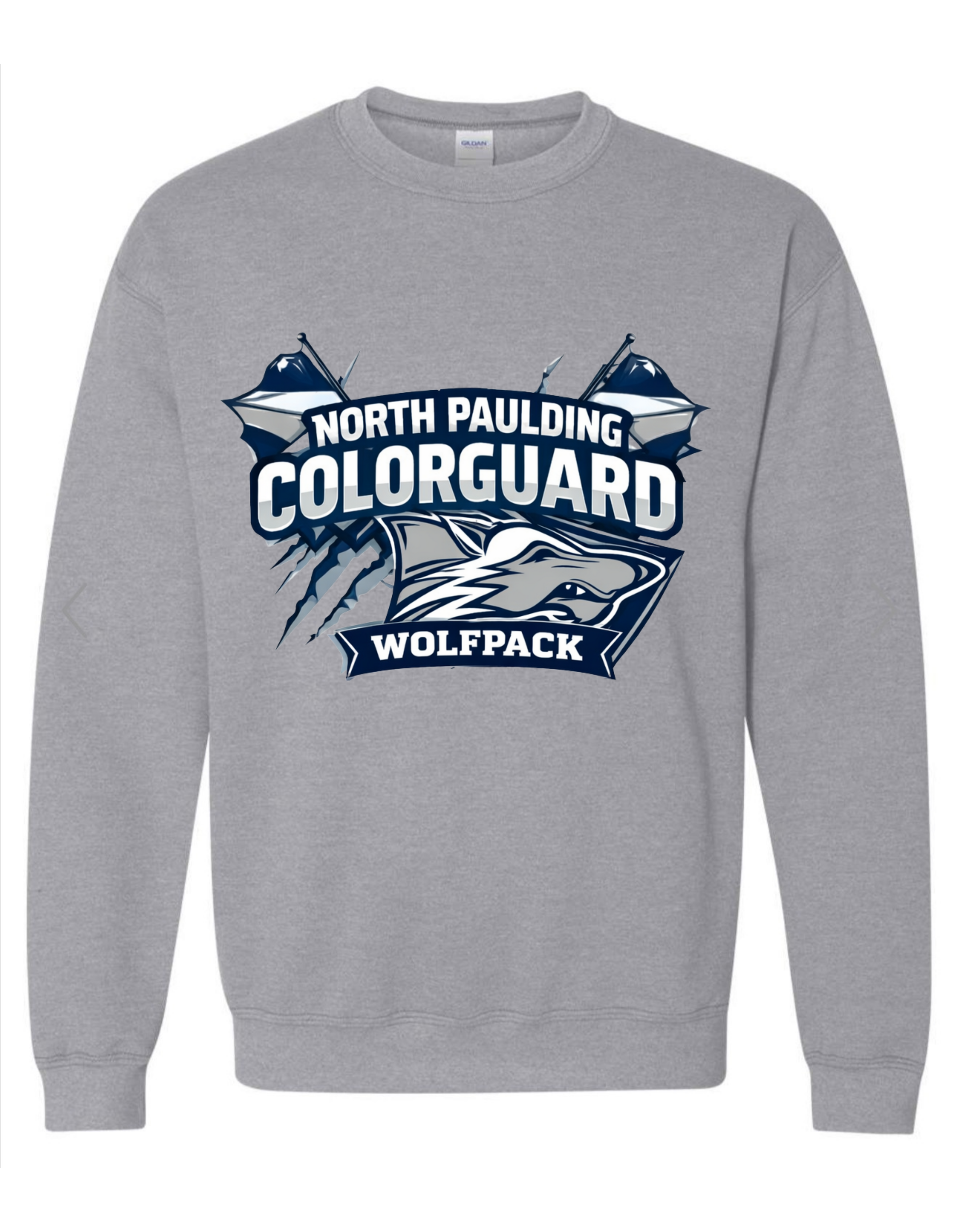 Wolfpack Colorguard Double Flags on Grey