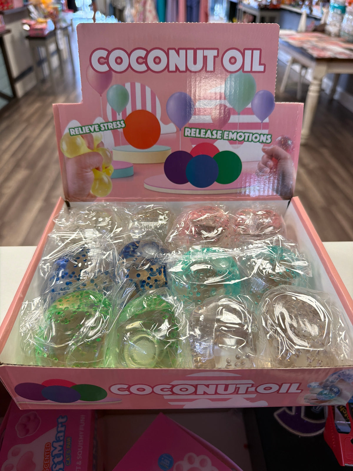 Coconut oil ball squishy - glitter filled