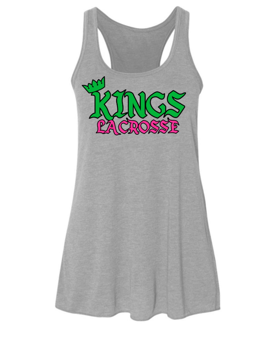 Kings Lacrosse Retro Logo Grey Flowy Racerback Bella Canvas Women’s