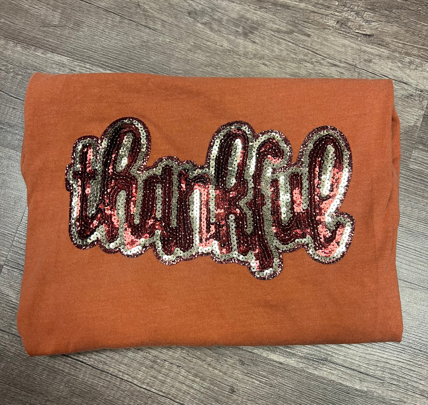 Thankful Sequin Patch Embroidered Tee