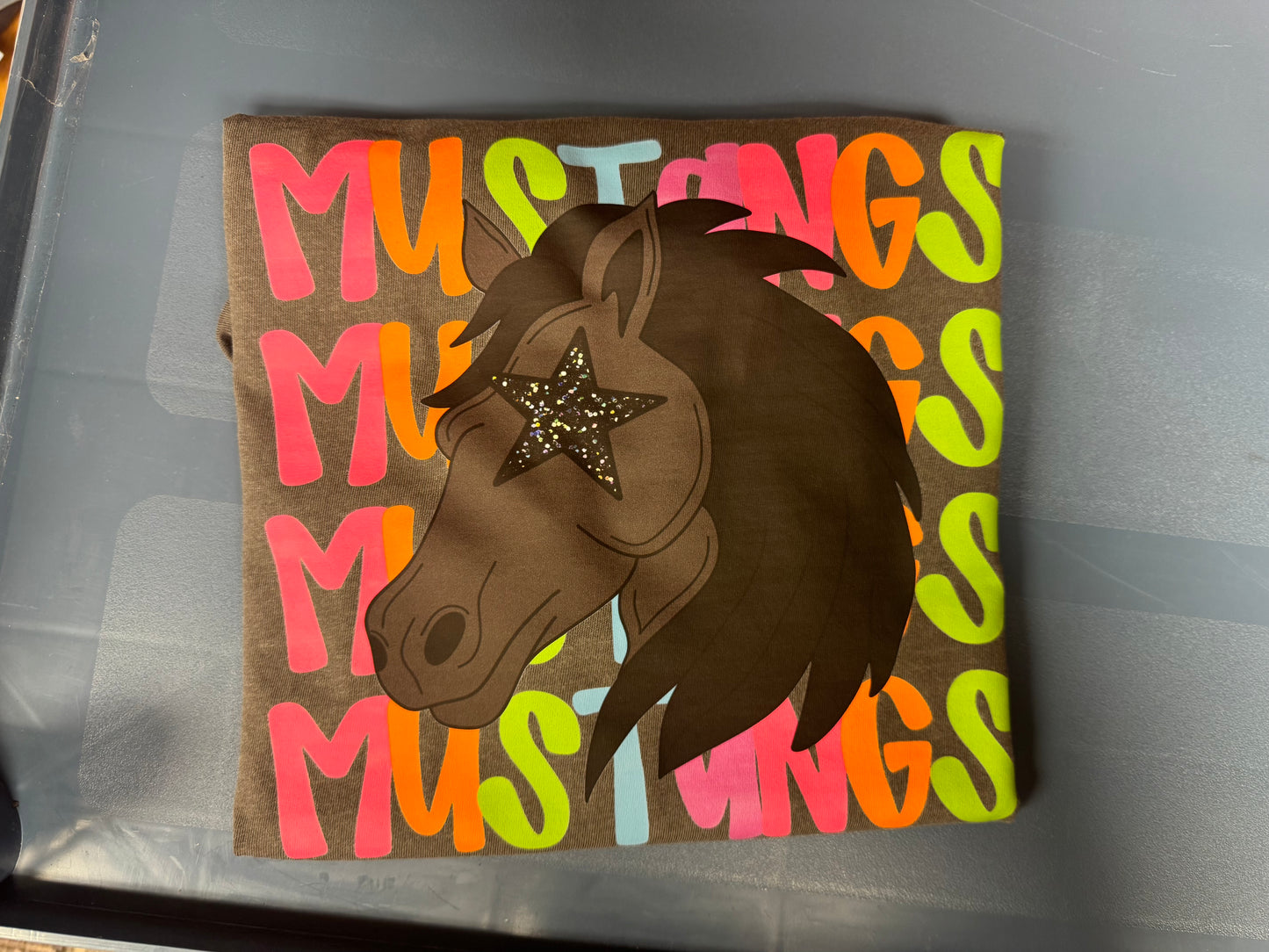 McGarity Mustangs Colorful Retro Stacked Tee
