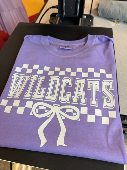 Villa Rica Wildcats Checkered Tee with Bow
