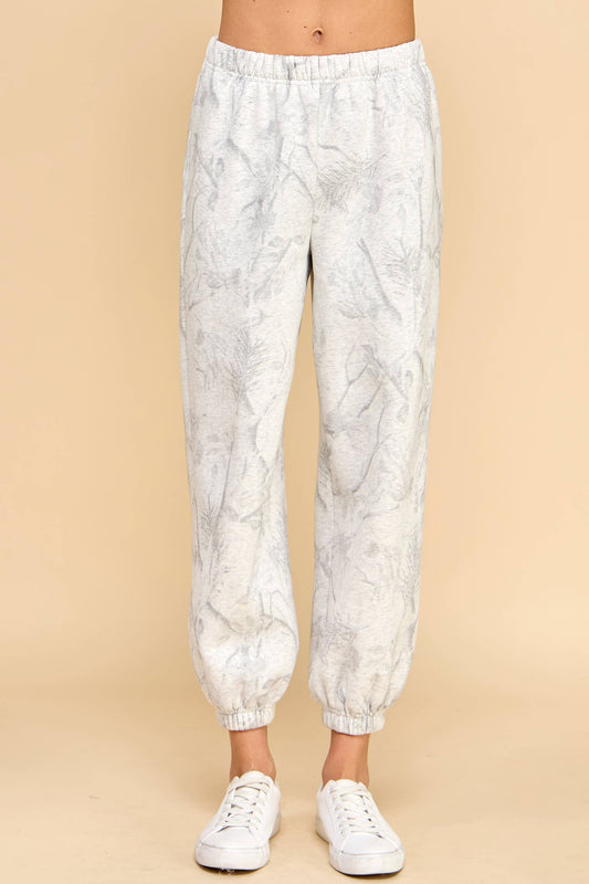 WHITE Camouflage Print Jogger Sweatpants
