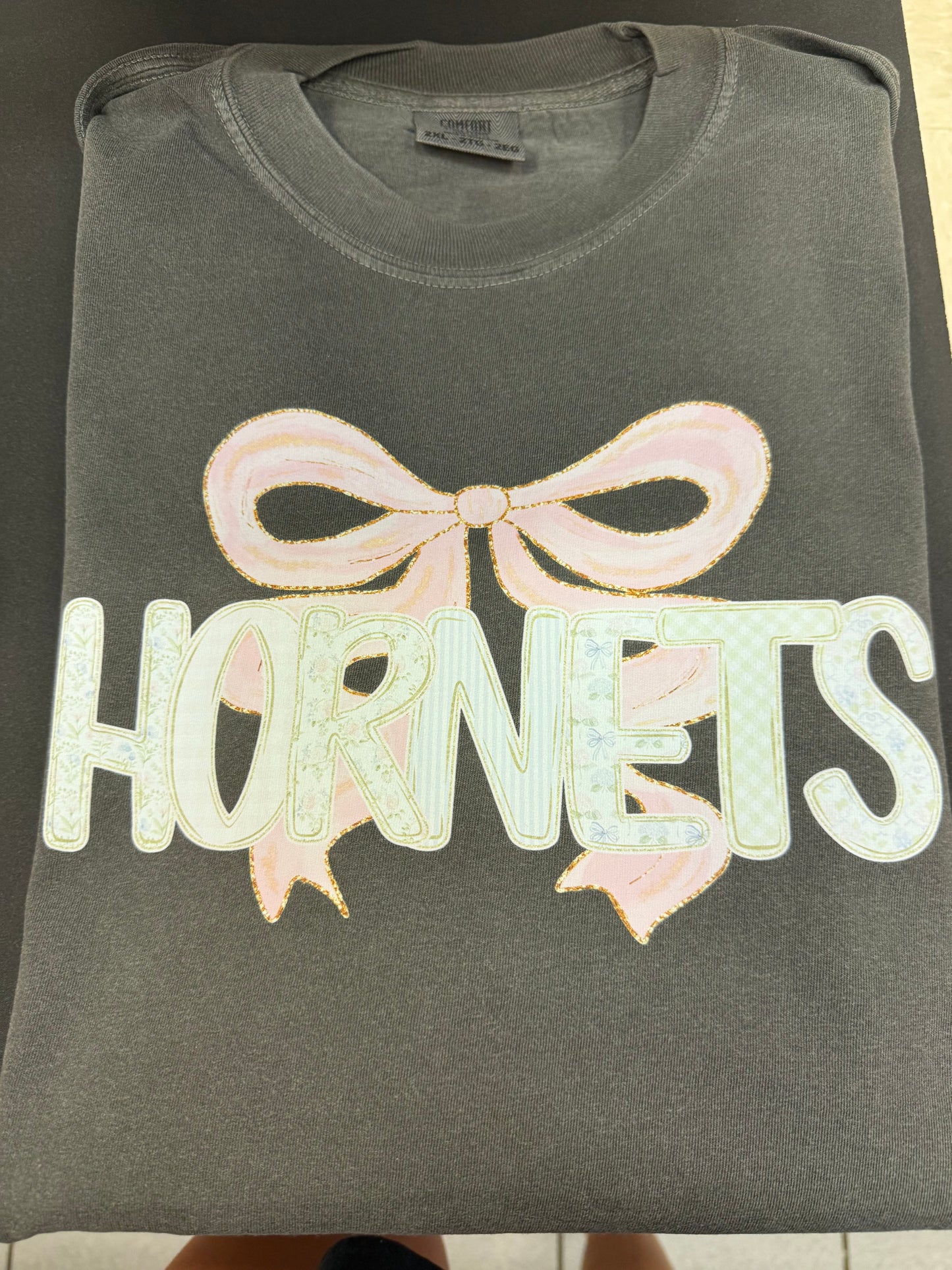 Hiram Hornets Pink Floral with Bow on Pepper