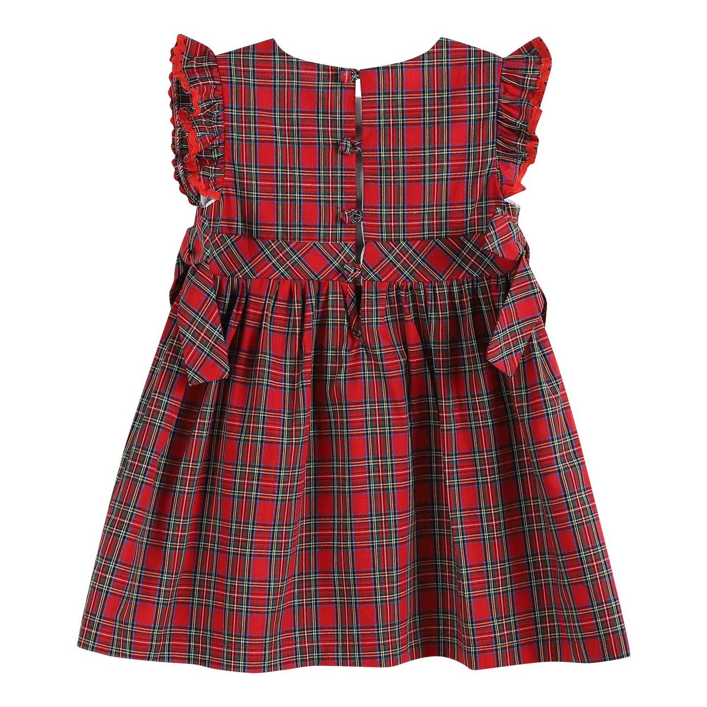 Youth Christmas Plaid Ruffle Sleeve Dress