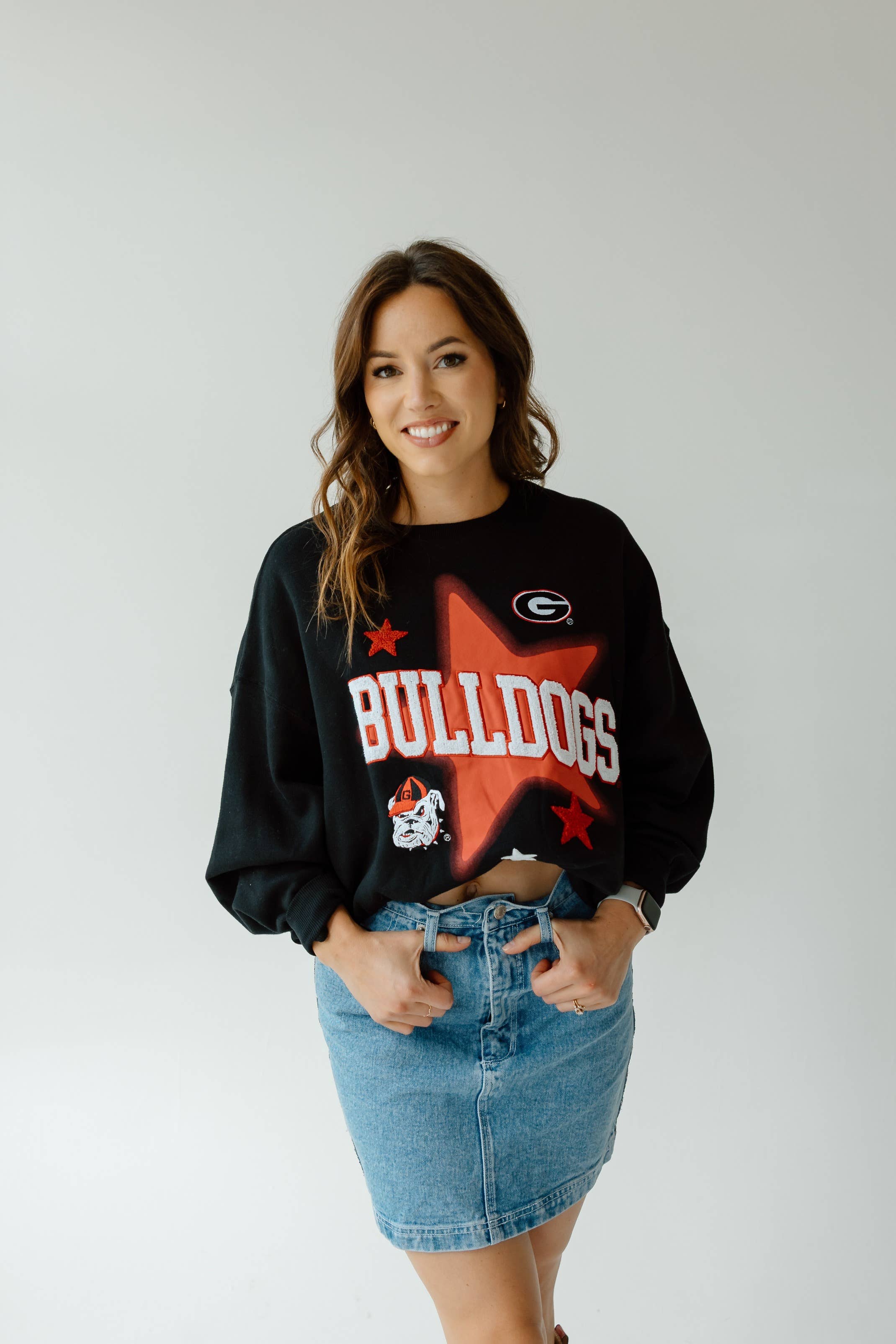Georgia Aura Multimedia OS Fleece Crew: BLACK