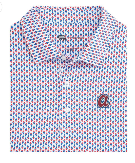 Atlanta Braves Cooperstown Feather Printed Performance Polo Onward Reserve