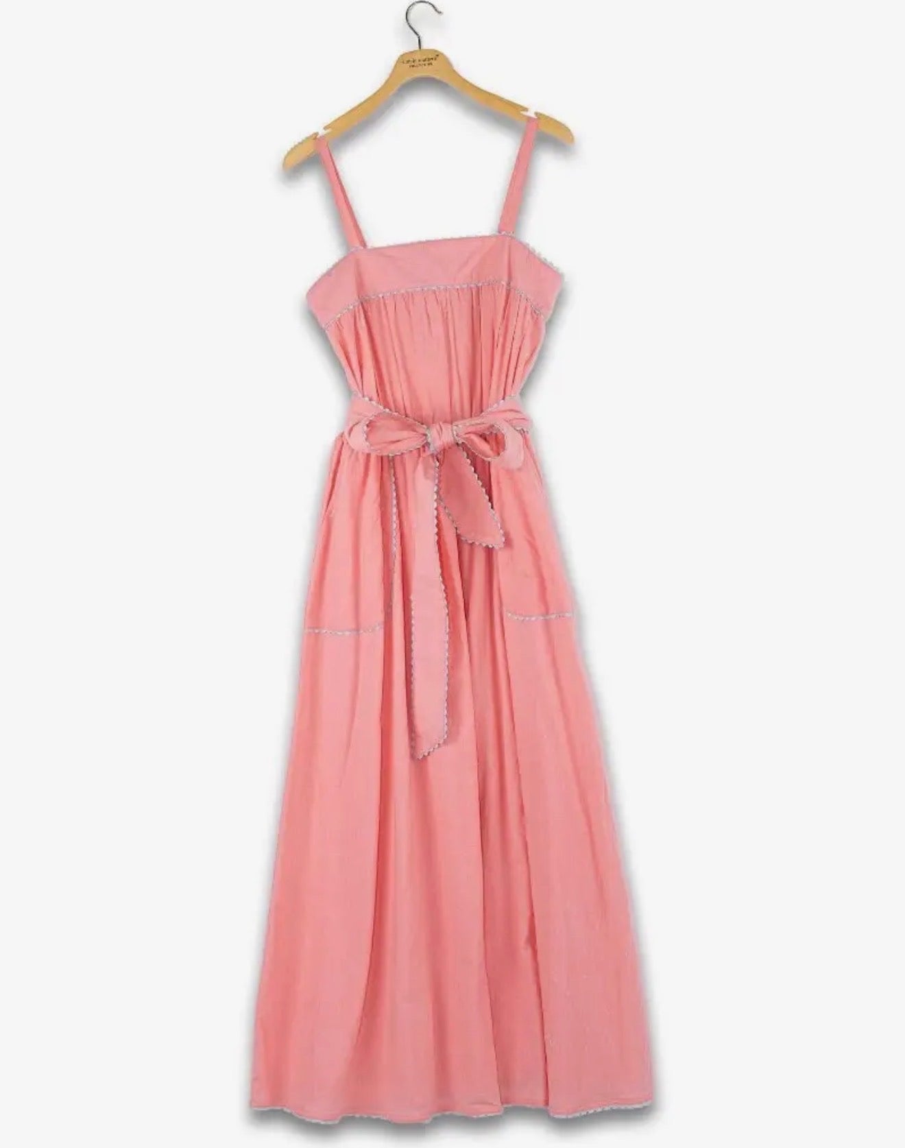 Pink maxi dress with tie feature