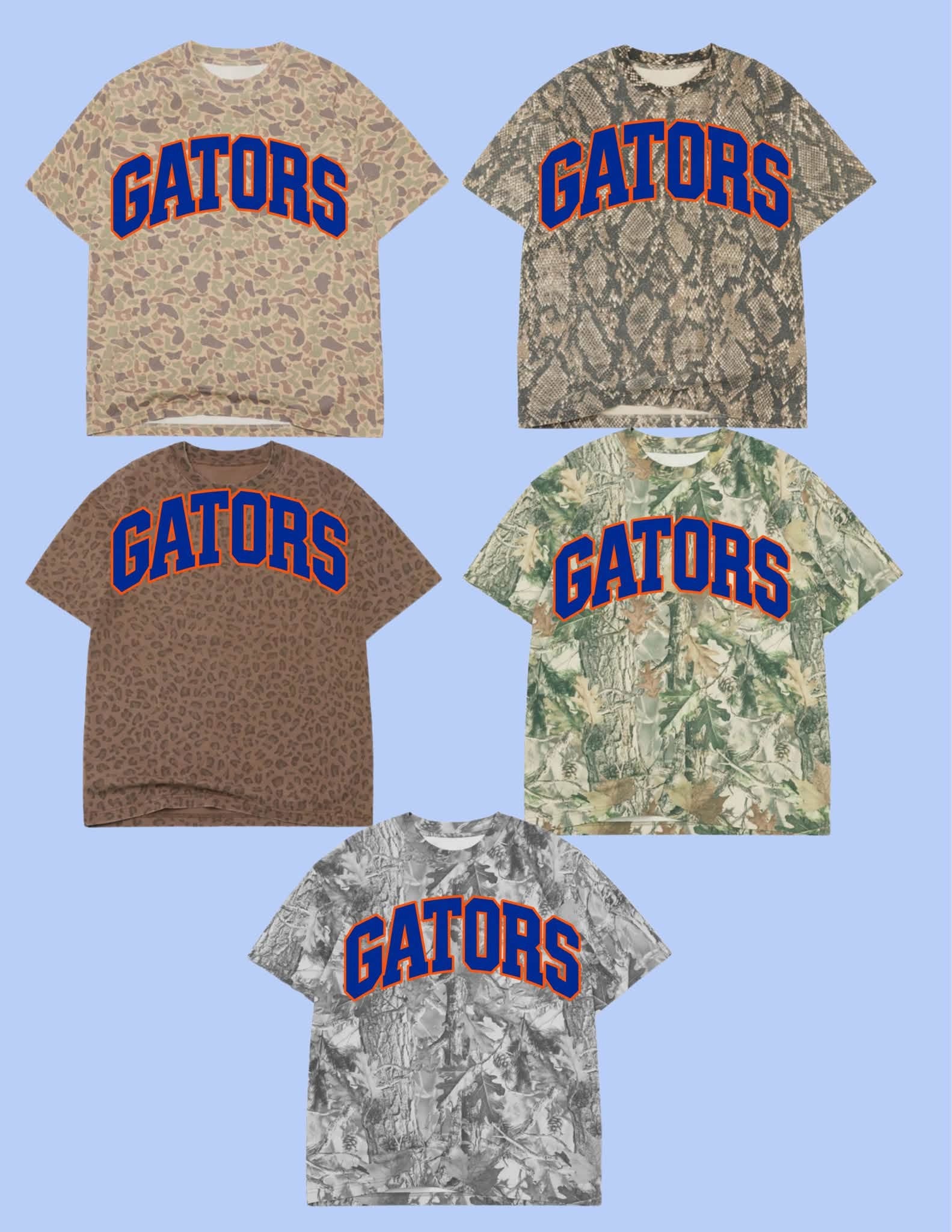 GATORS varsity arch tee- orange outline, blue fill