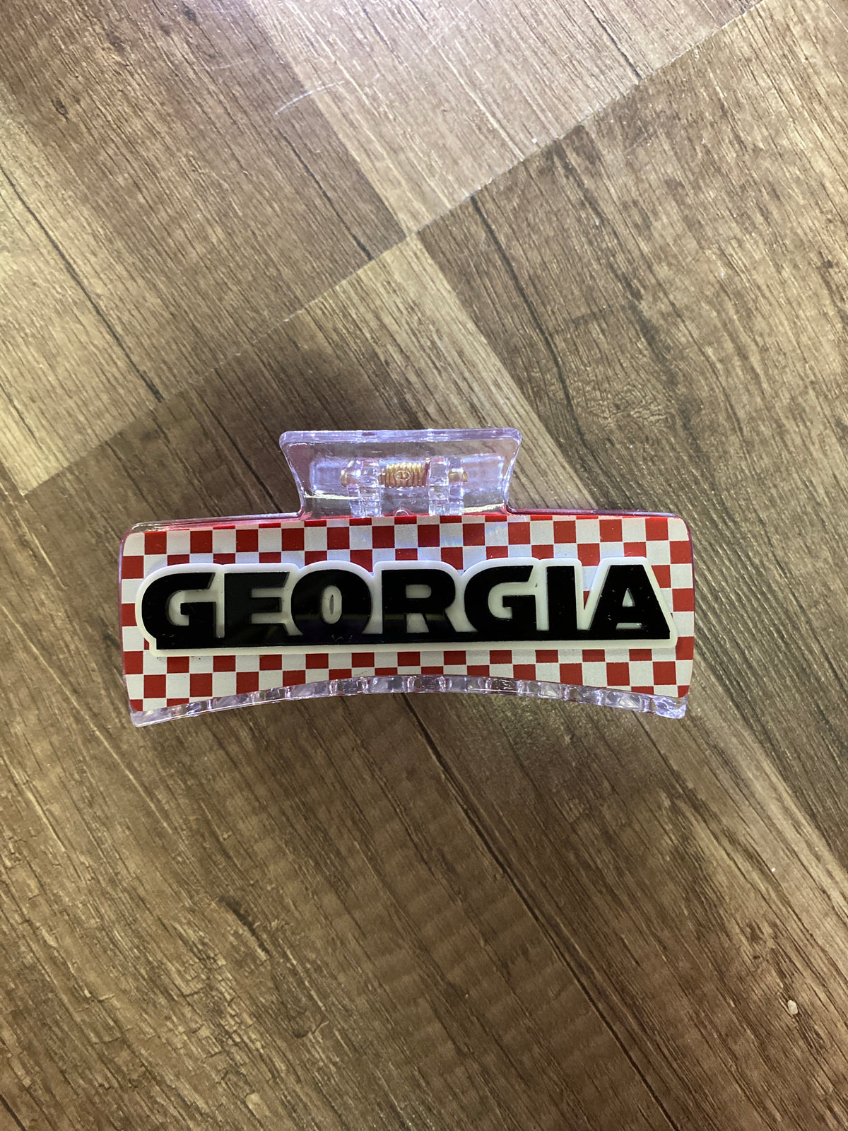 Georgia Red & White Checkered Big Hair Clip