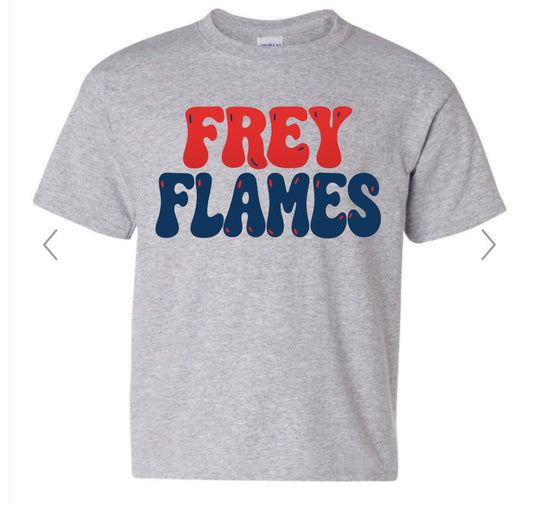Frey Flames Retro Bubble Letters on sport grey
