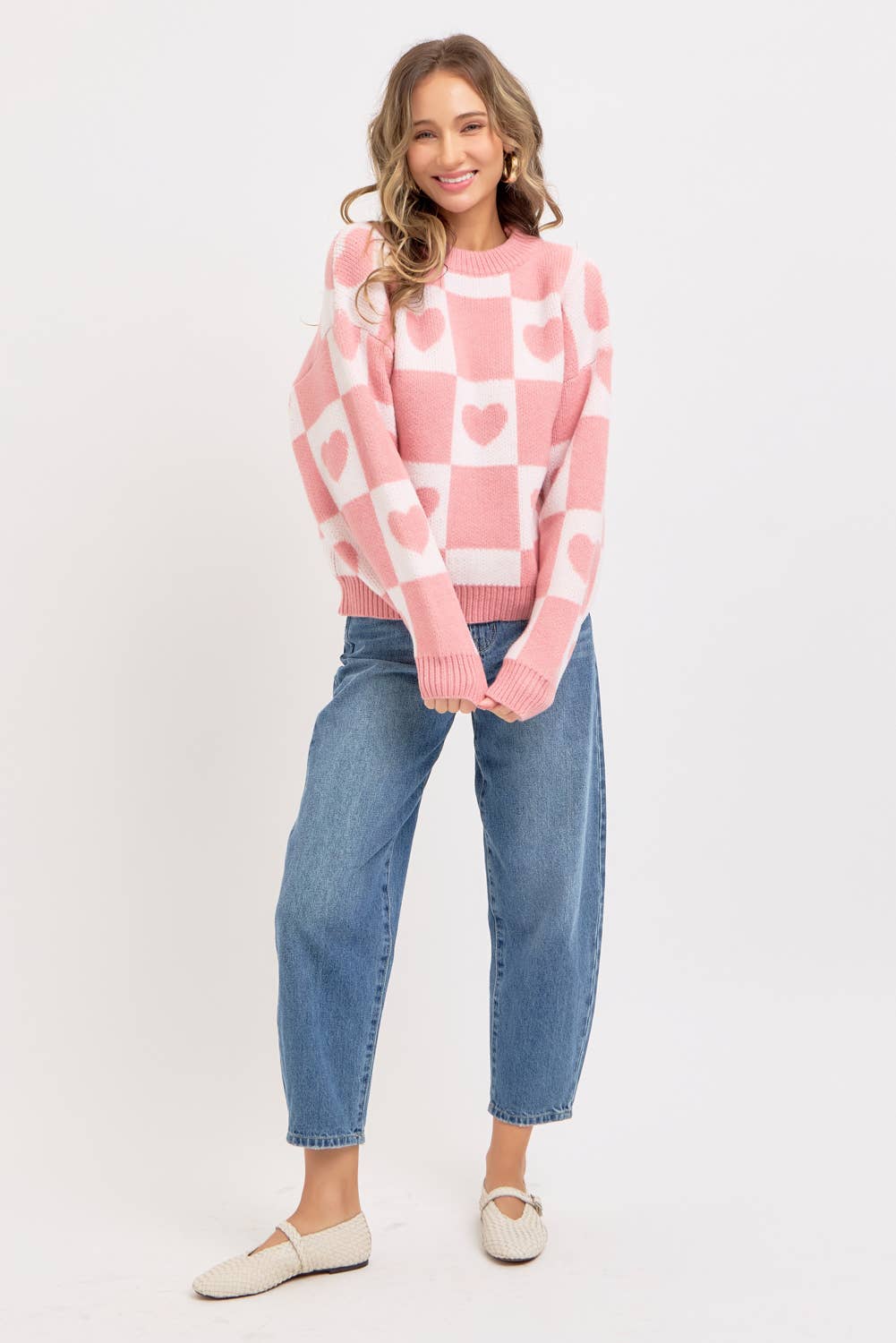 VALENTINE HEART SWEATER PINK