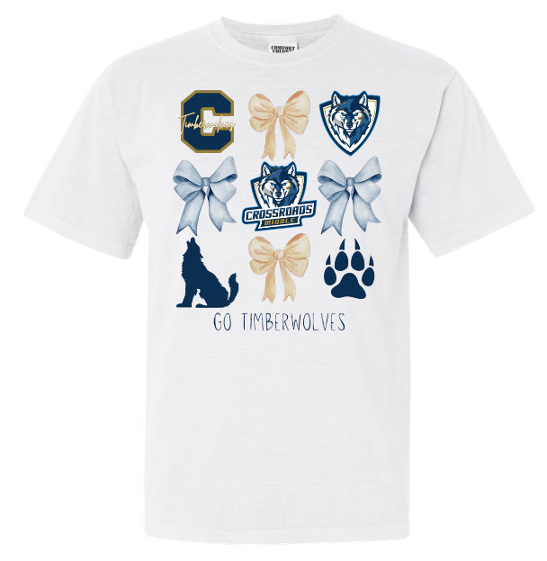 Crossroads Middle Timberwolves Bow Collage Tee