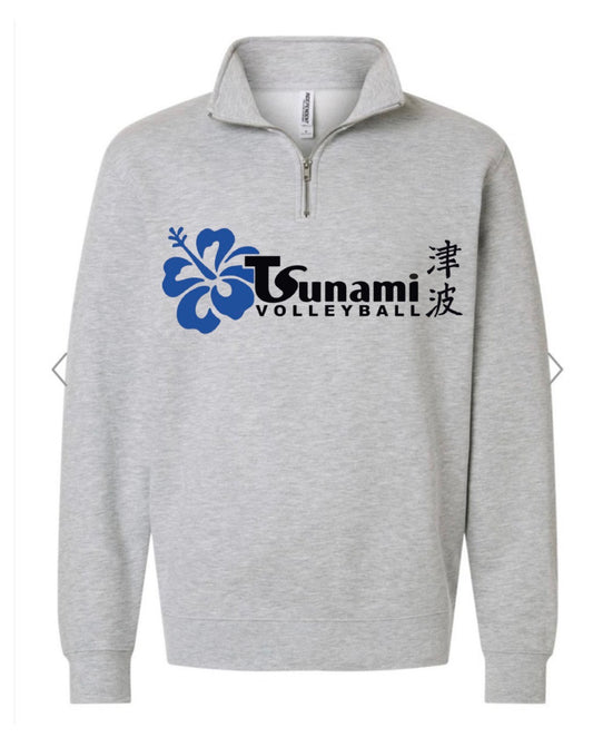 Tsunami volleyball on grey quarter zip