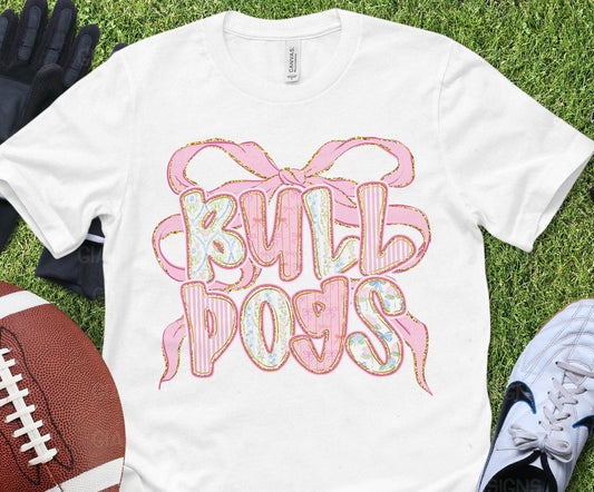 Bulldogs pink with bow all around floral