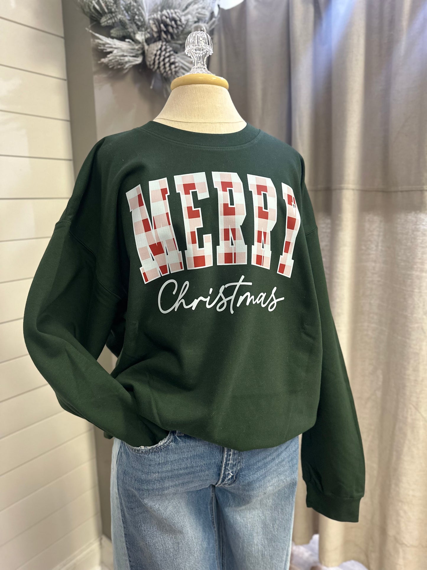 Merry Christmas Plaid Short Sleeve/ Long Sleeve/ Sweatshirt