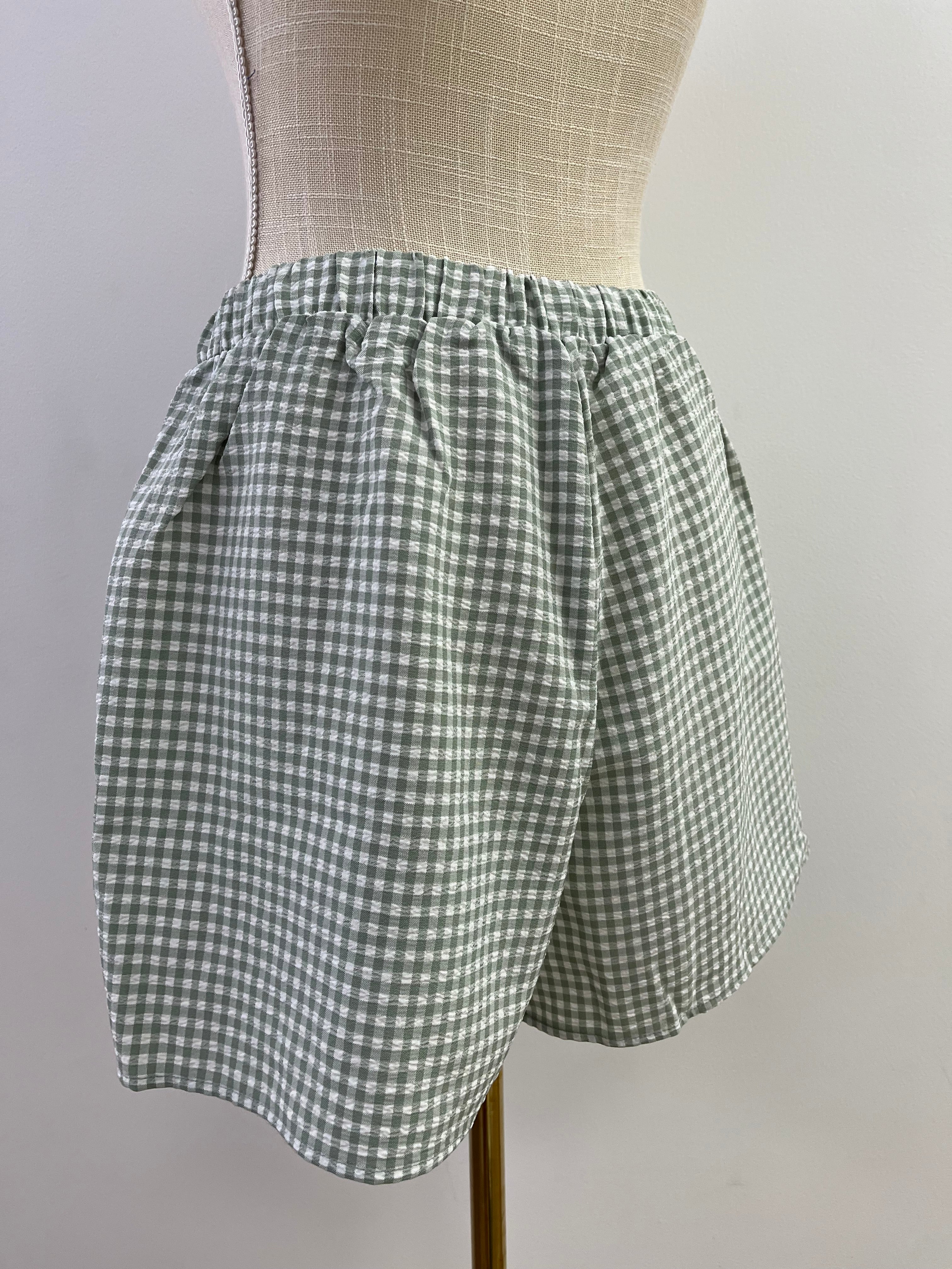 Sage Green Gingham 2 Pc Skort set- SOLD AS SET
