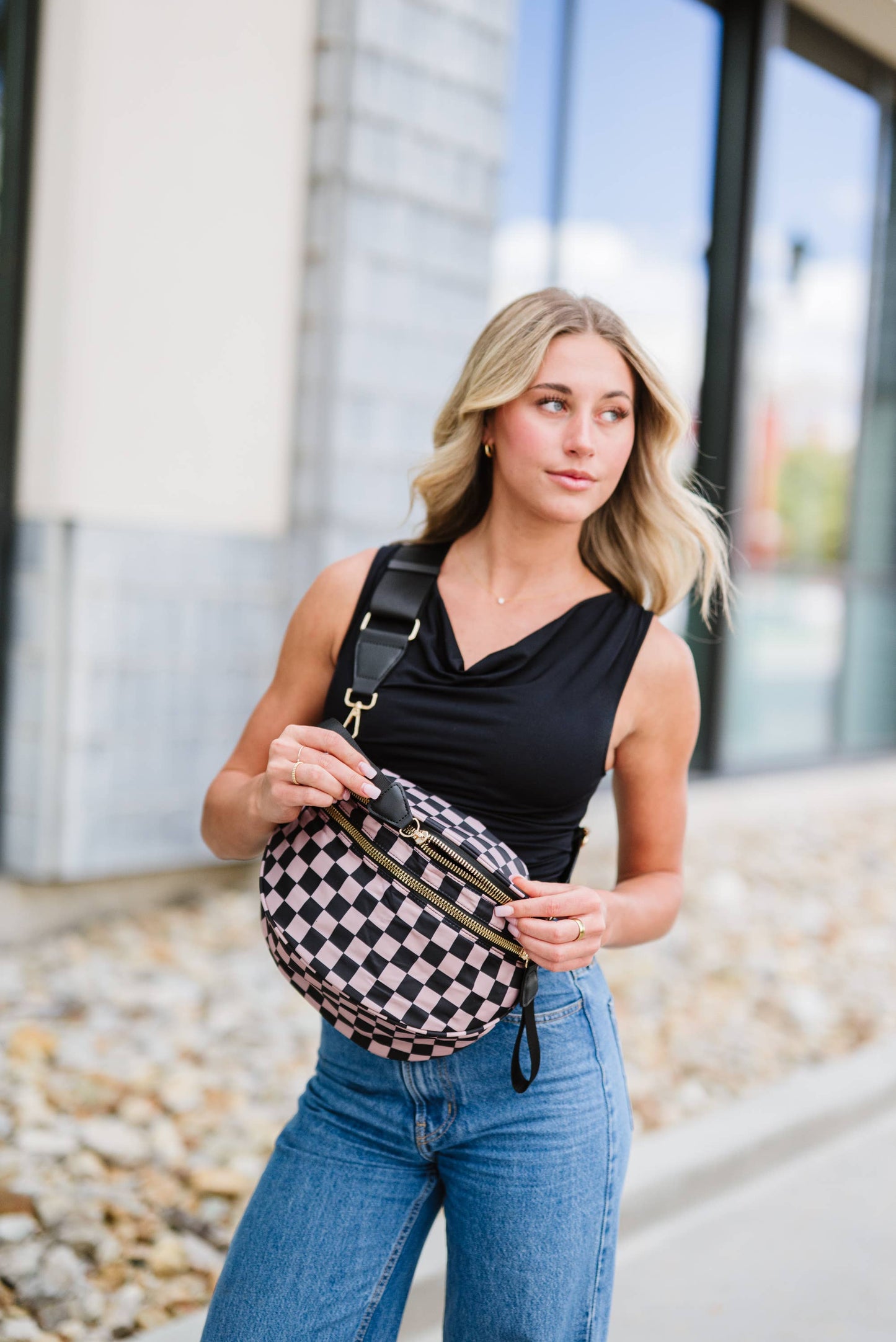 Farah Fanny Bum Bag - Tan Checkered