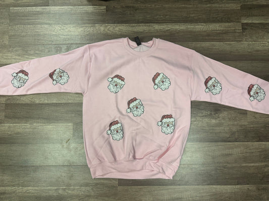 Mini Santa All Over Pink Sweatshirt