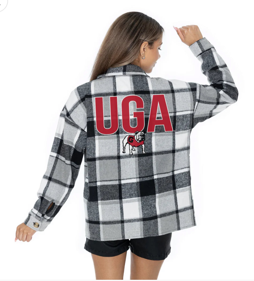 GEORGIA BULLDOGS MAD FOR PLAID LONG SLEEVE BRUSHED PLAID OVERSHIRT