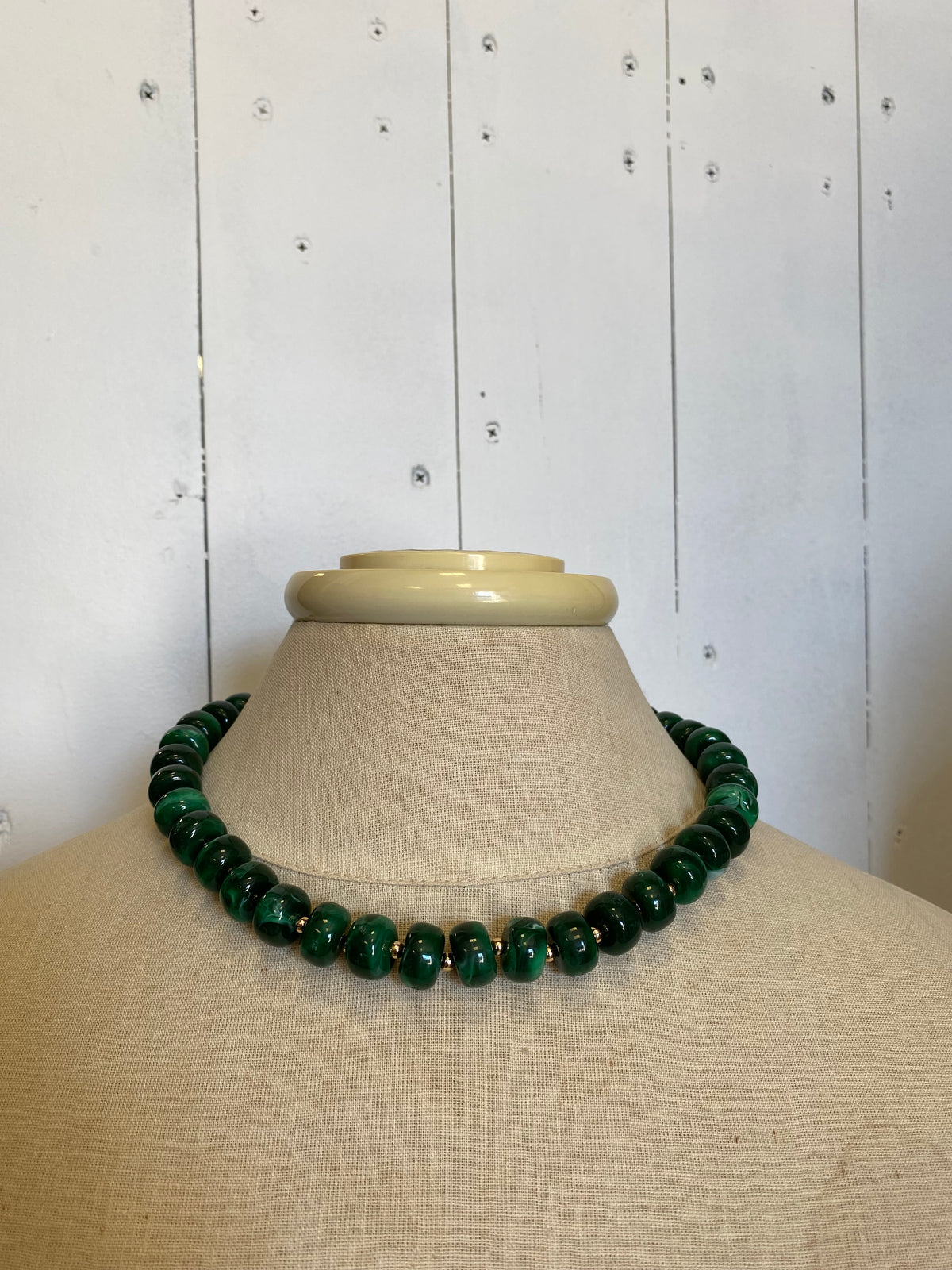 Emerald Green Round Beaded Necklace