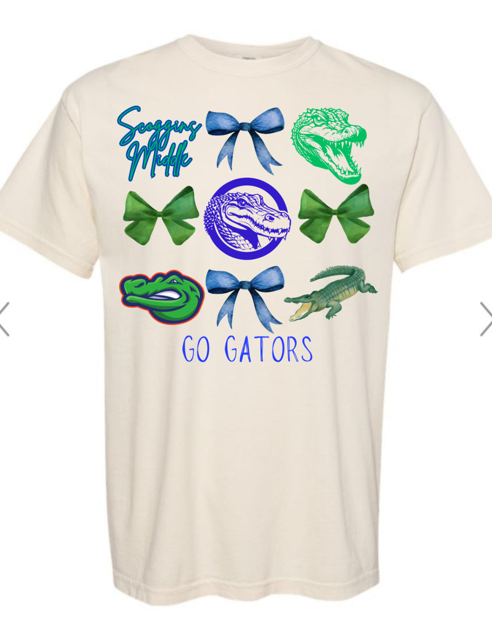 Scoggins Gators Bow Collage Ivory Tee