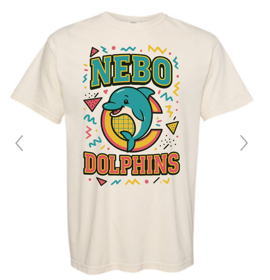 ADULT Nebo Dolphins 90s retro colorful ivory