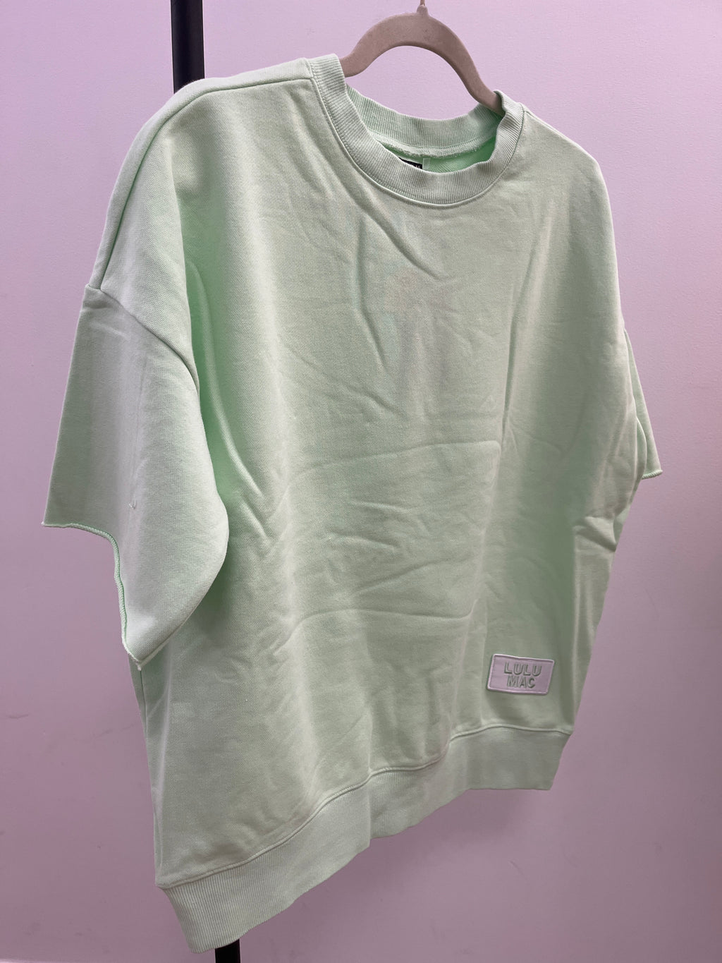 Lulu Mac Short Sleeve Terry Cloth Sweater Top- Pistachio