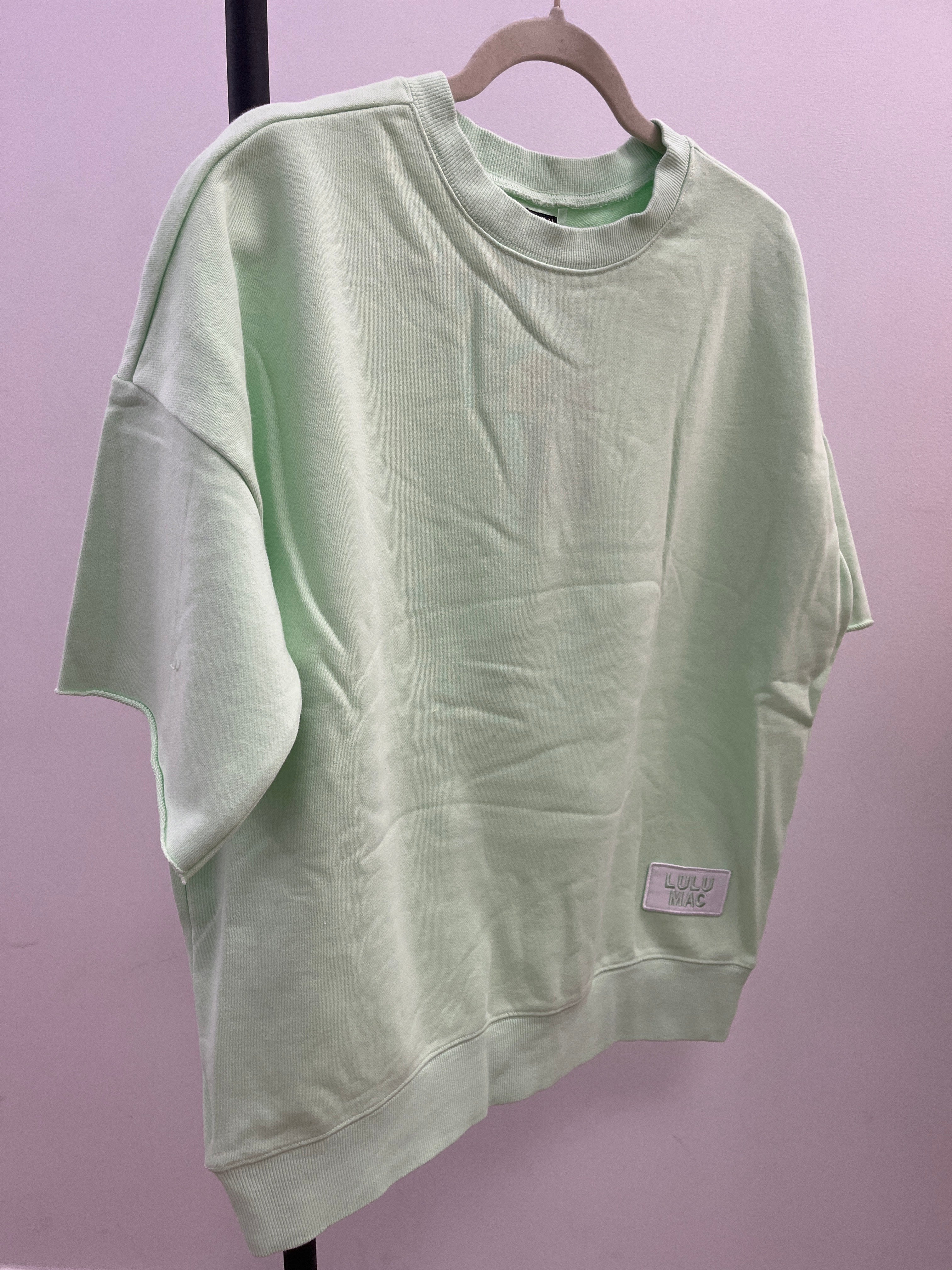 Lulu Mac Short Sleeve Terry Cloth Sweater Top- Pistachio
