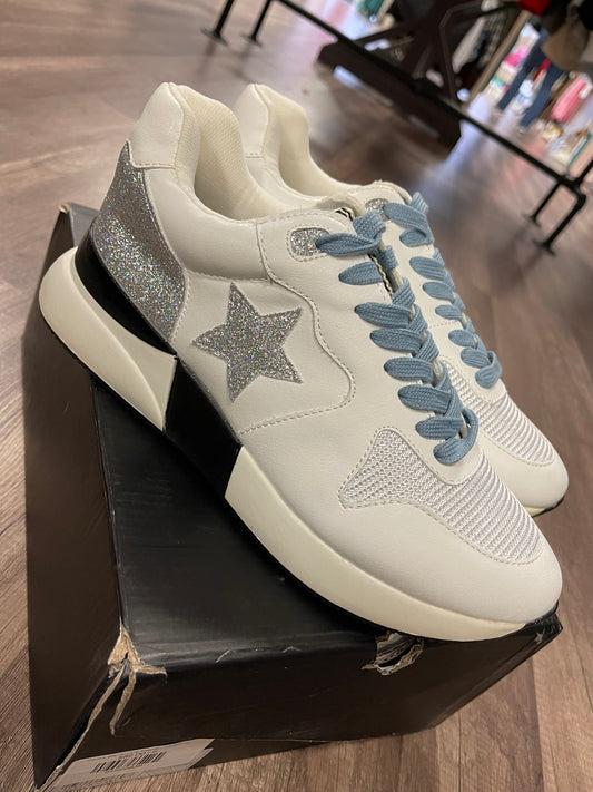 Patricia Star Running Sneaker - White/Silver shu shop