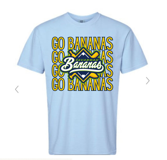 Go Bananas Stacked Mascot Blue Tee